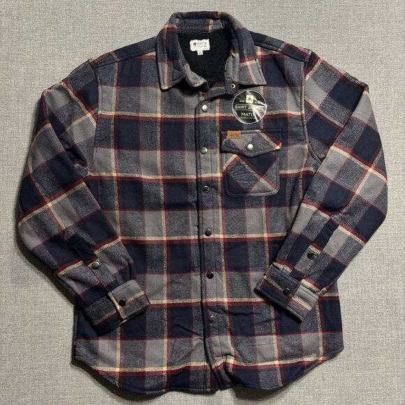 Matix Mens Plaid Shirt Jacket  Black Gray & Red Cotton Polyester Blend. - Picture 1 of 10